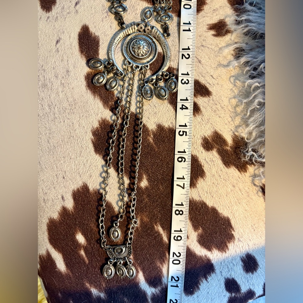 Ethnic Tribal statement Silver Pendant Necklace - Picture 3 of 5